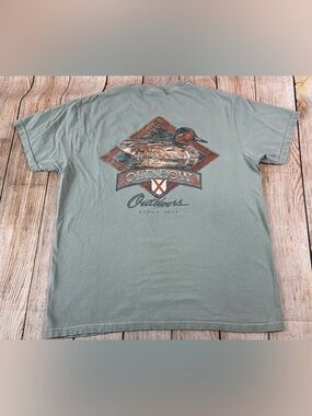 Old Row Outdoors Duck Graphic  Comfort Colors Green Pocket T Shirt Size Large